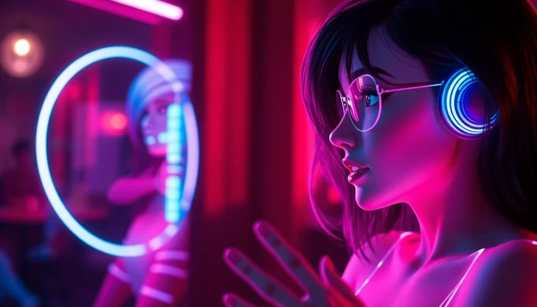 Engaging NSFW character AI chat scene with avatars in a vibrant digital environment.