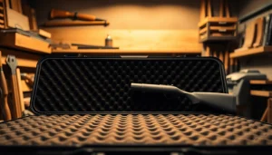 Foam for rifle case displayed in a well-lit workshop highlighting durability and design.