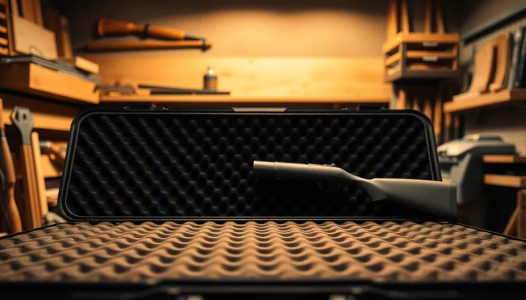 Foam for rifle case displayed in a well-lit workshop highlighting durability and design.