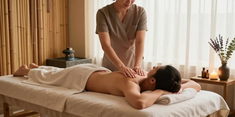Massage session focusing on relaxation and rejuvenation in a serene spa setting