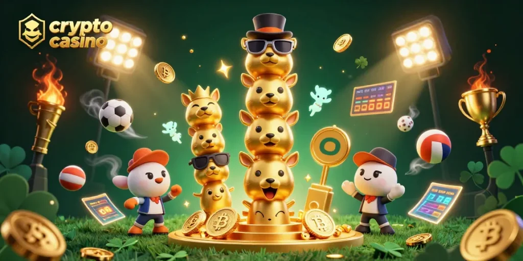Jouez à un crypto casino moderne avec des pièces Bitcoin dans une scène dynamique.